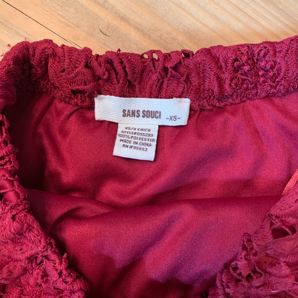 Deep red midi lace skirt - Picture 2 of 6